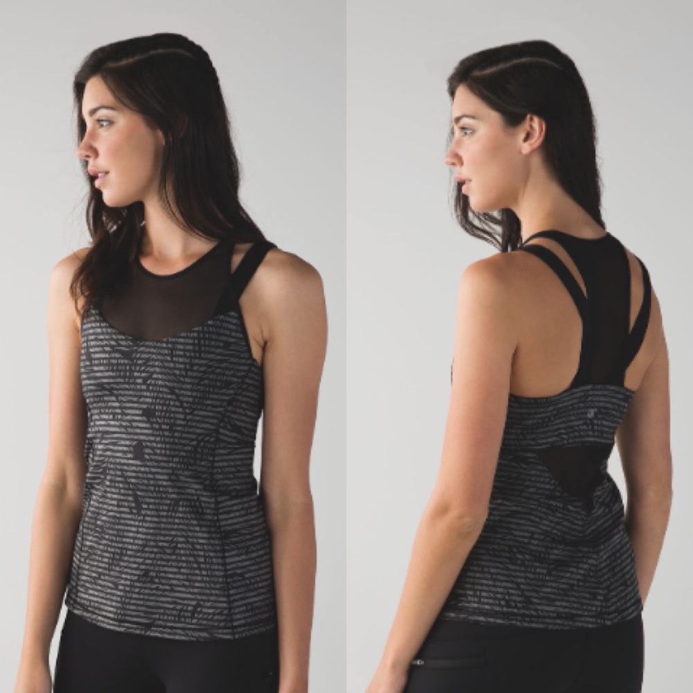 Lululemon Running In The City Tank Stripe Play Slate Black 8
